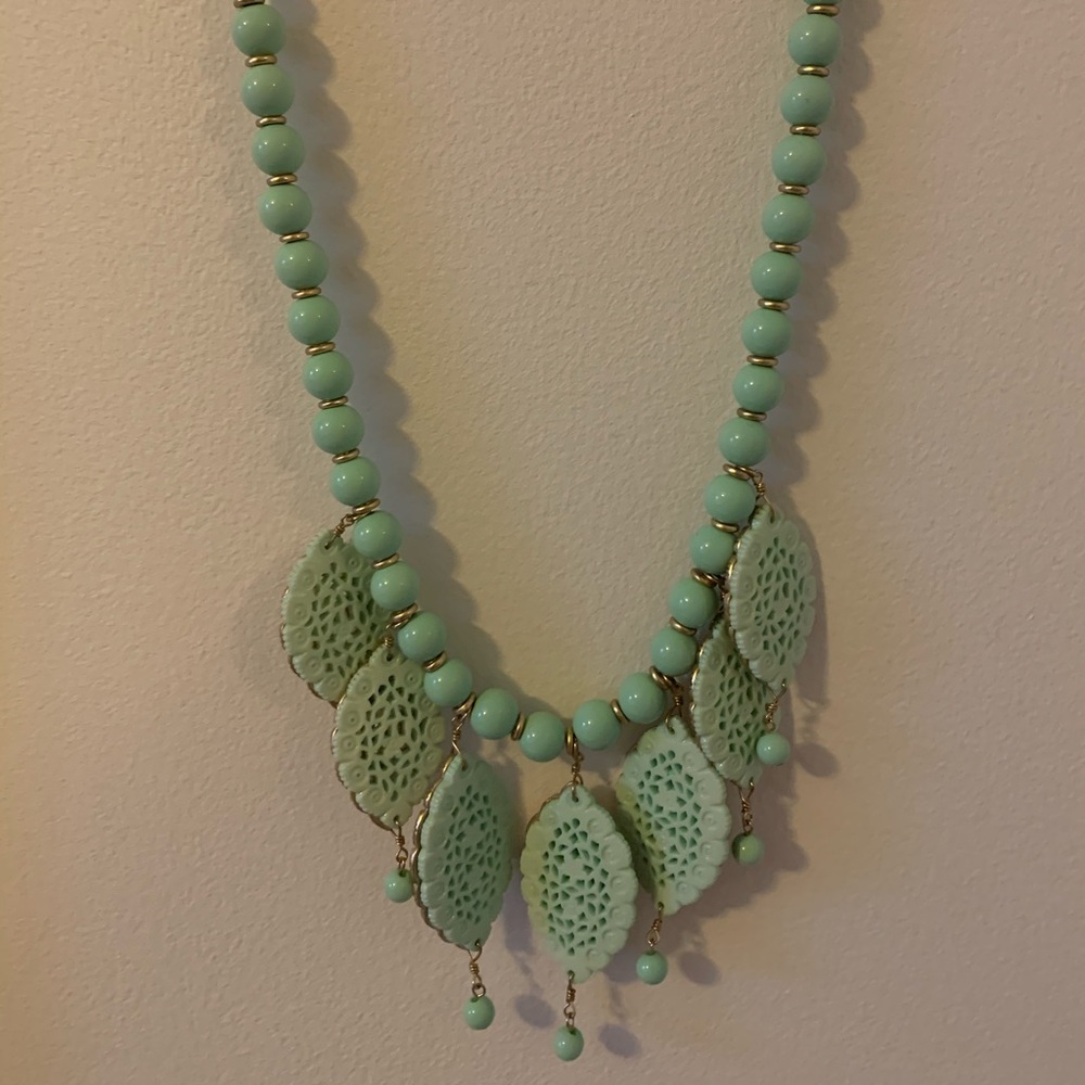 Mint and Gold Statement Necklace